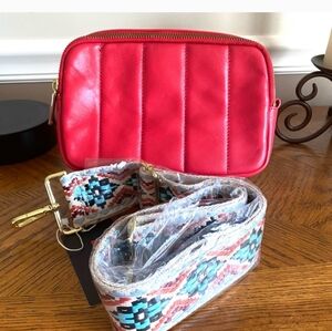 Talbots Sylish Red Quilted Women's Bag With Guitar Strap